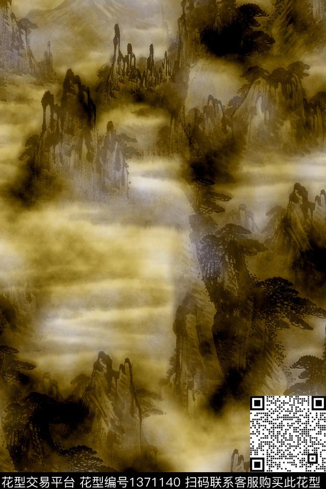 旗袍香云纱真丝数码印花华亿平台下载（图片编号: 1371140） - 瓦栏（Walan）