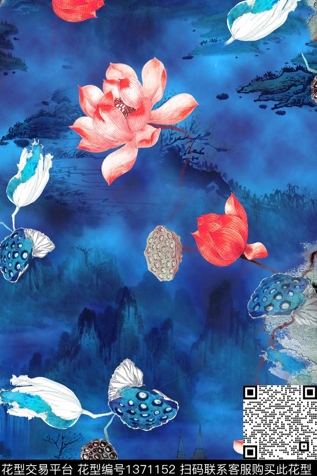 旗袍香云纱真丝数码印花华亿平台下载（图片编号: 1371152） - 瓦栏（Walan）