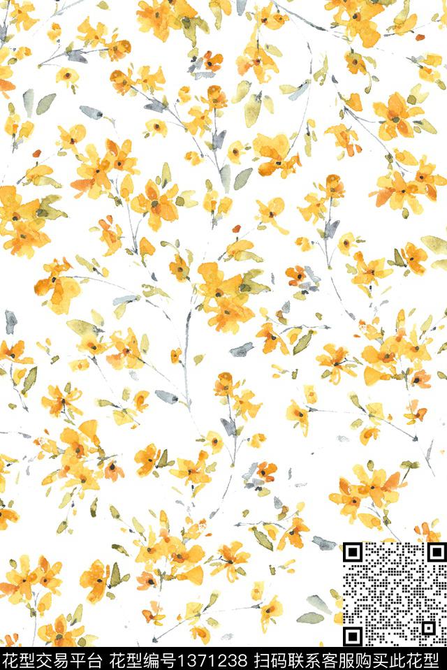 花卉大牌风休闲数码印花华亿平台下载（图片编号: 1371238） - 瓦栏（Walan）