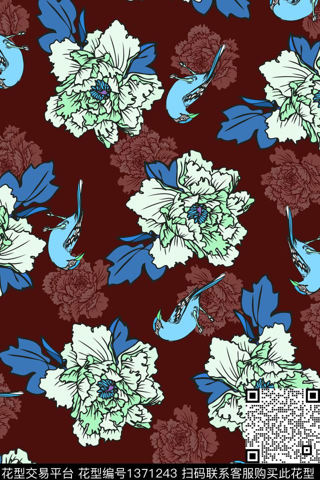 花卉花瓣大牌风数码印花华亿平台下载（图片编号: 1371243） - 瓦栏（Walan）