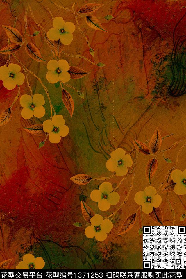 花卉香云纱中老年数码印花华亿平台下载（图片编号: 1371253） - 瓦栏（Walan）