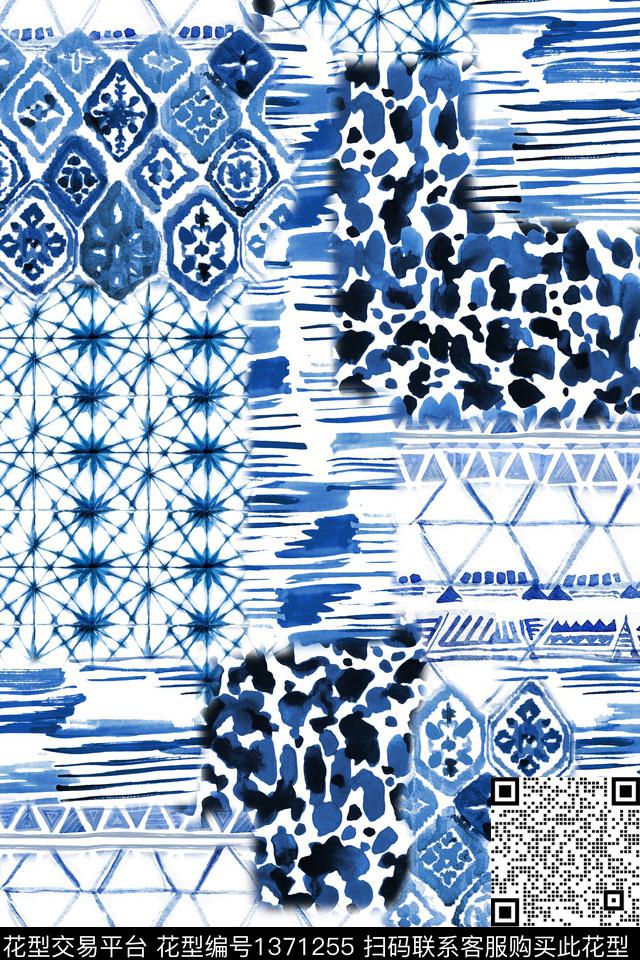 几何扎染华亿平台大牌风数码印花华亿平台下载（图片编号: 1371255） - 瓦栏（Walan）