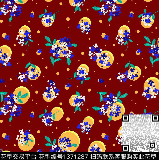 彩底花卉旗袍小碎花传统印花华亿平台下载（图片编号: 1371287） - 瓦栏（Walan）