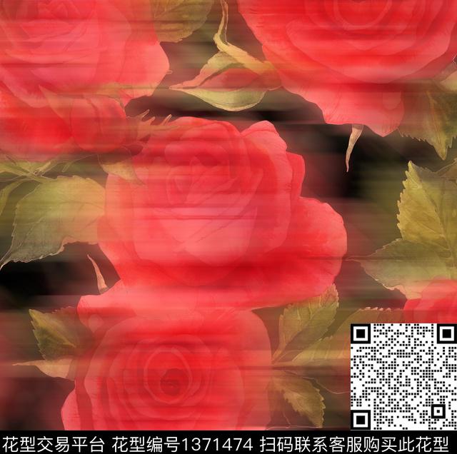 女装抽象大花数码印花华亿平台下载（图片编号: 1371474） - 瓦栏（Walan）