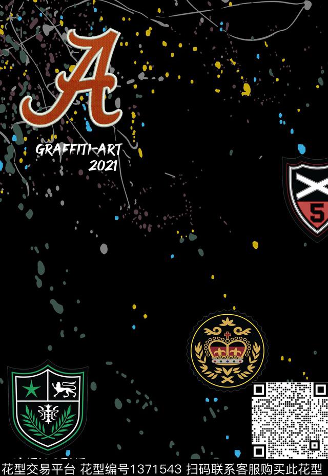 字母男装卡通数码印花华亿平台下载（图片编号: 1371543） - 瓦栏（Walan）