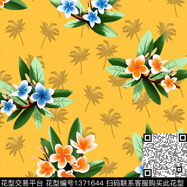 绿植树叶花卉热带华亿平台传统印花华亿平台下载（图片编号: 1371644） - 瓦栏（Walan）