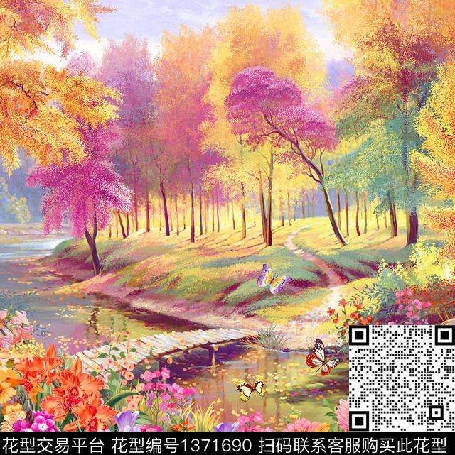 树林数码华亿平台大牌风数码印花华亿平台下载（图片编号: 1371690） - 瓦栏（Walan）