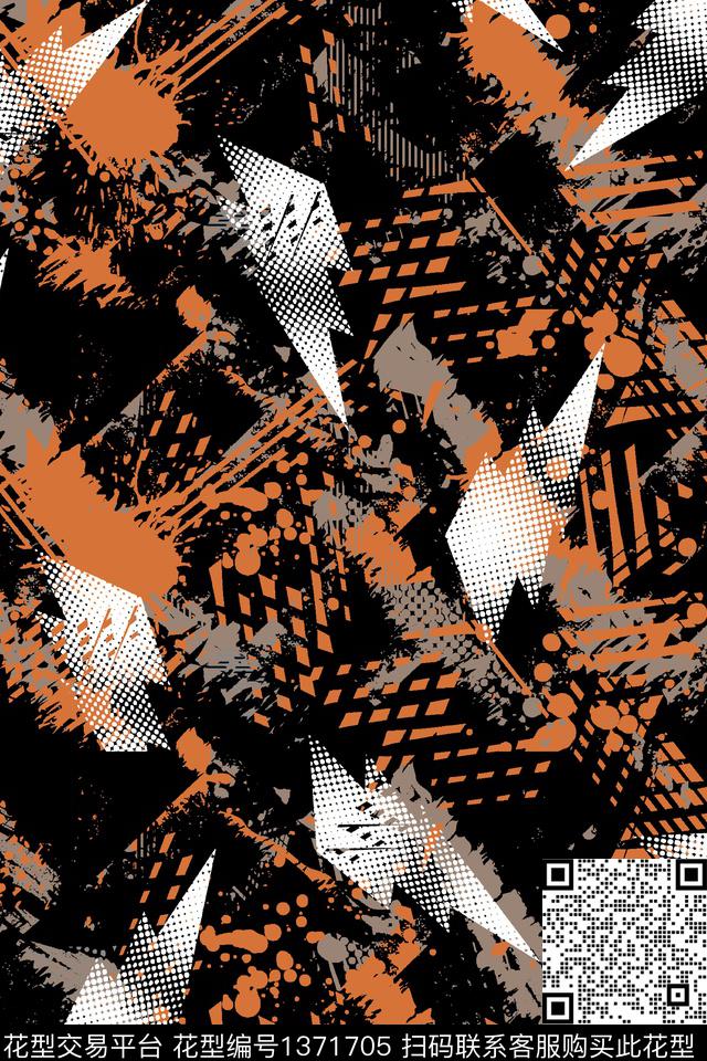 肌理几何抽象传统印花华亿平台下载（图片编号: 1371705） - 瓦栏（Walan）