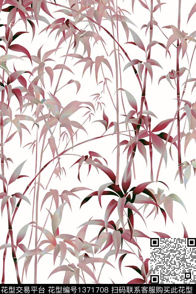 绿植树叶大牌风香云纱数码印花华亿平台下载（图片编号: 1371708） - 瓦栏（Walan）