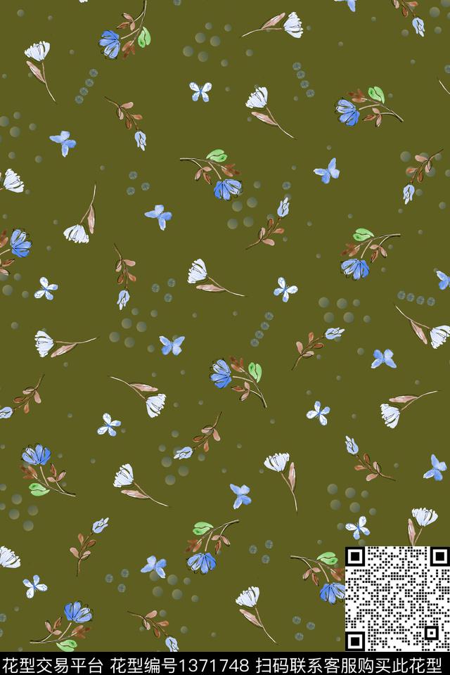 花卉大牌风小清新数码印花华亿平台下载（图片编号: 1371748） - 瓦栏（Walan）