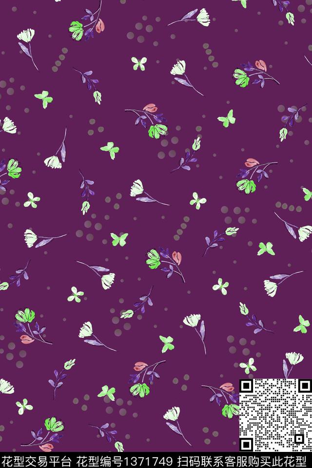 花卉大牌风小清新数码印花华亿平台下载（图片编号: 1371749） - 瓦栏（Walan）