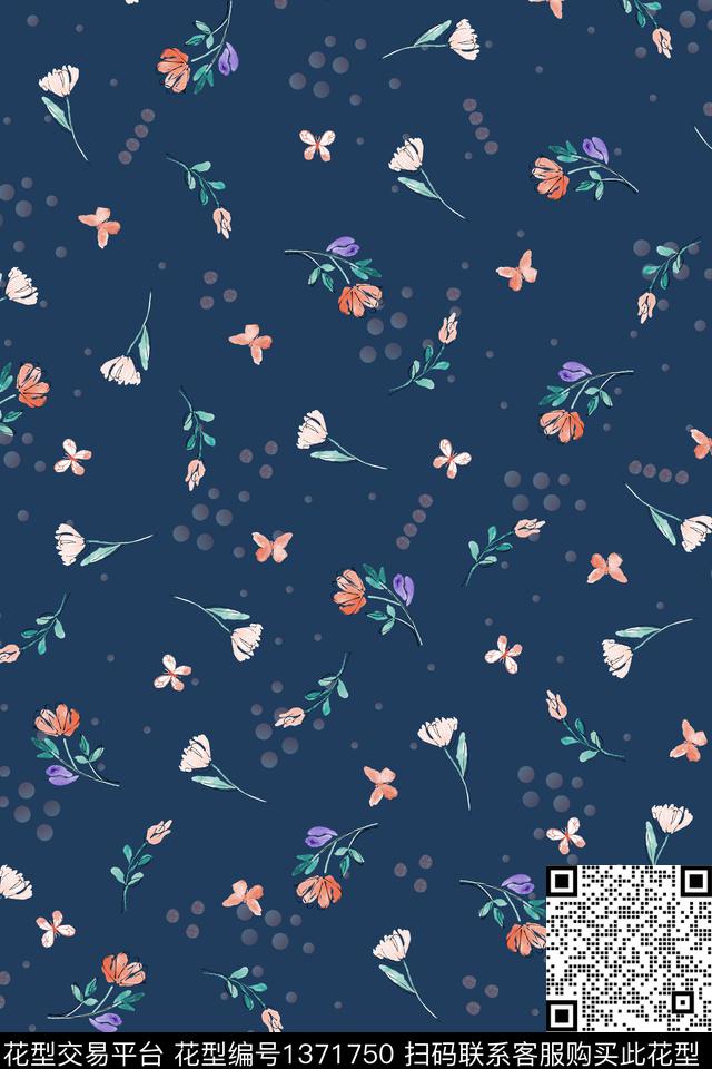 花卉大牌风小清新数码印花华亿平台下载（图片编号: 1371750） - 瓦栏（Walan）