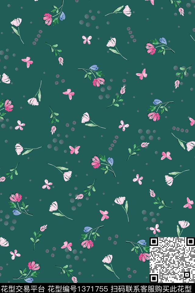 花卉大牌风小清新数码印花华亿平台下载（图片编号: 1371755） - 瓦栏（Walan）