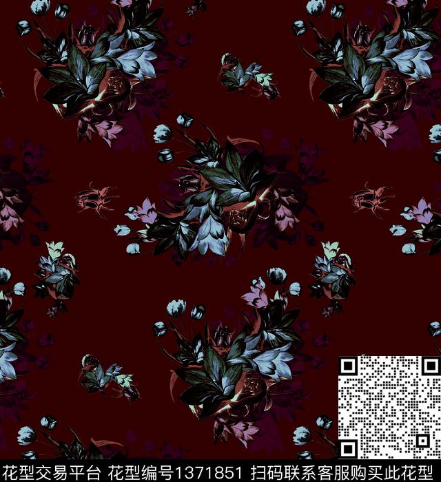 数码华亿平台女装花卉数码印花华亿平台下载（图片编号: 1371851） - 瓦栏（Walan）