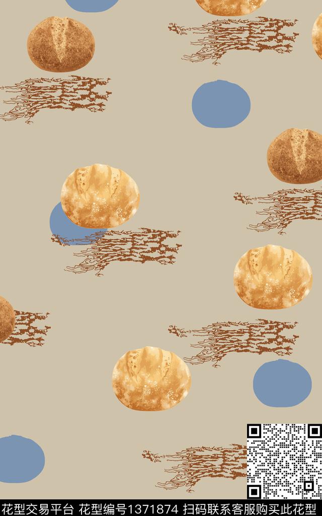 几何笔触波点传统印花华亿平台下载（图片编号: 1371874） - 瓦栏（Walan）