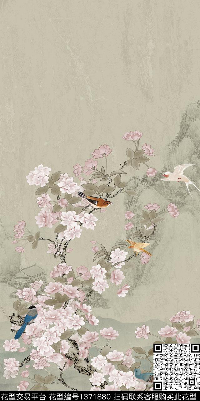 大牌风香云纱小碎花数码印花华亿平台下载（图片编号: 1371880） - 瓦栏（Walan）