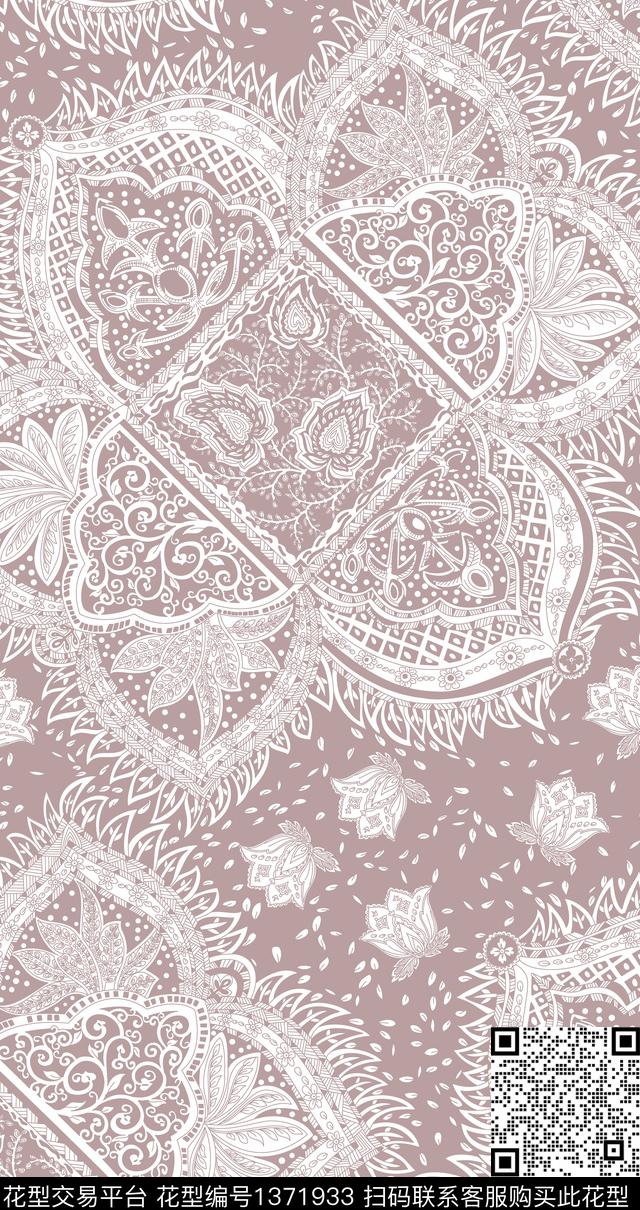 民族风复古佩斯利数码印花华亿平台下载（图片编号: 1371933） - 瓦栏（Walan）
