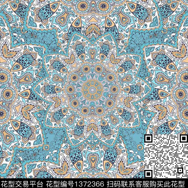 传统纹样民族风复古数码印花华亿平台下载（图片编号: 1372366） - 瓦栏（Walan）