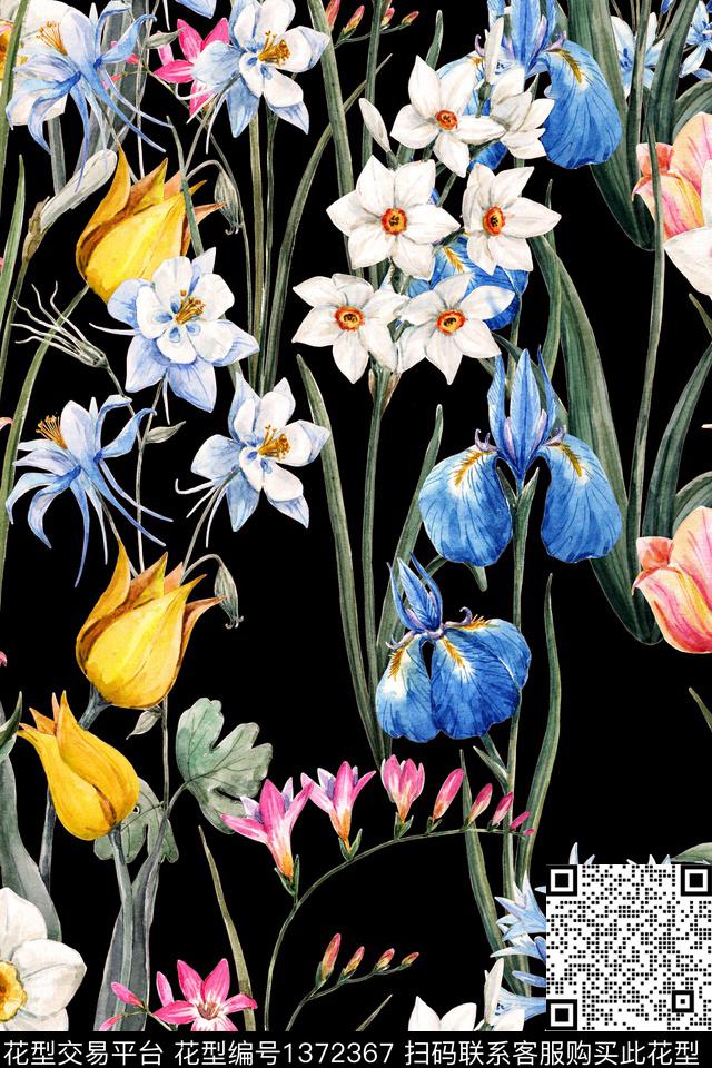 彩底花卉绿植树叶花卉数码印花华亿平台下载（图片编号: 1372367） - 瓦栏（Walan）