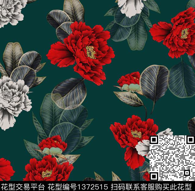 连衣裙女装花卉传统印花华亿平台下载（图片编号: 1372515） - 瓦栏（Walan）