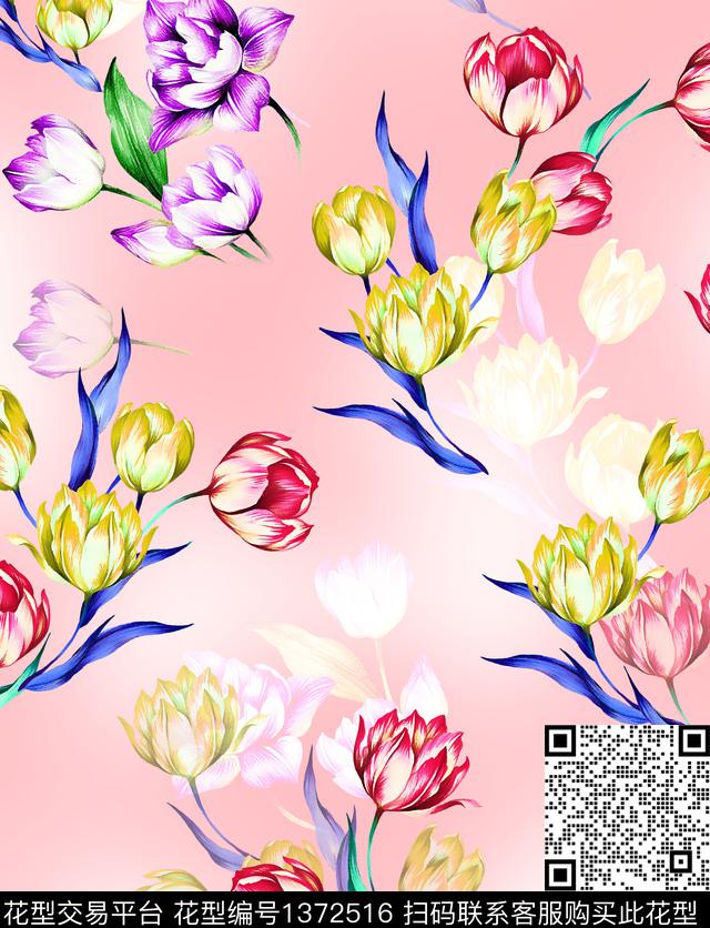 连衣裙女装花卉传统印花华亿平台下载（图片编号: 1372516） - 瓦栏（Walan）