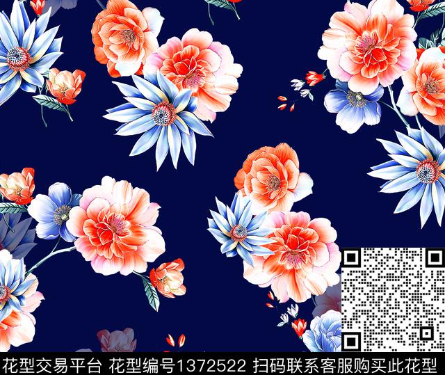 连衣裙女装花卉传统印花华亿平台下载（图片编号: 1372522） - 瓦栏（Walan）