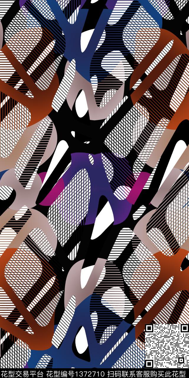 肌理连衣裙洋阳---几何数码印花华亿平台下载（图片编号: 1372710） - 瓦栏（Walan）