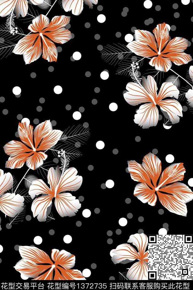绿植树叶木槿花花卉数码印花华亿平台下载（图片编号: 1372735） - 瓦栏（Walan）