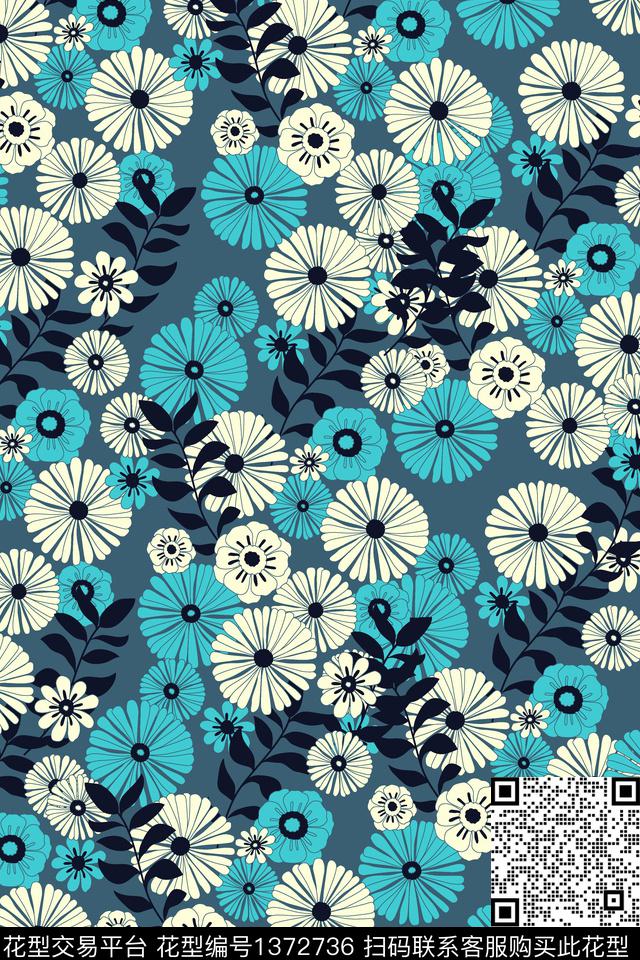 绿植树叶女装花卉传统印花华亿平台下载（图片编号: 1372736） - 瓦栏（Walan）