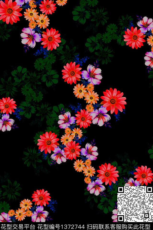 花卉小碎花雕印华亿平台数码印花华亿平台下载（图片编号: 1372744） - 瓦栏（Walan）