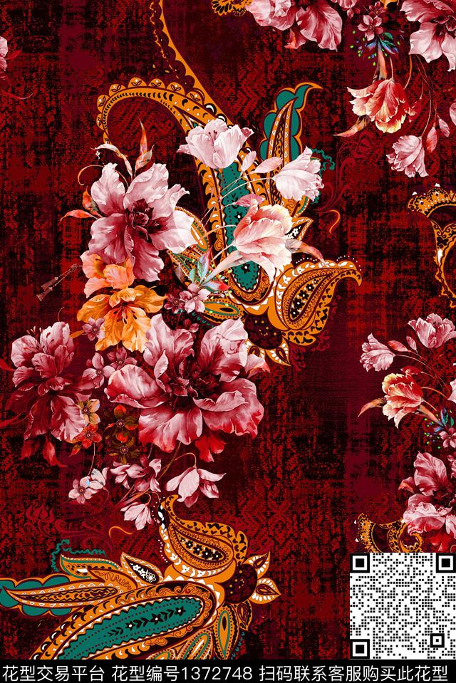 纹理花卉中老年数码印花华亿平台下载（图片编号: 1372748） - 瓦栏（Walan）