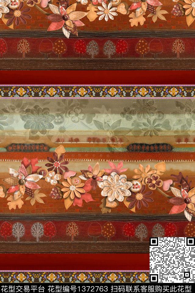 香云纱中国风复古旗袍花数码印花华亿平台下载（图片编号: 1372763） - 瓦栏（Walan）