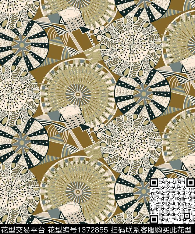 几何女装混合拼接传统印花华亿平台下载（图片编号: 1372855） - 瓦栏（Walan）