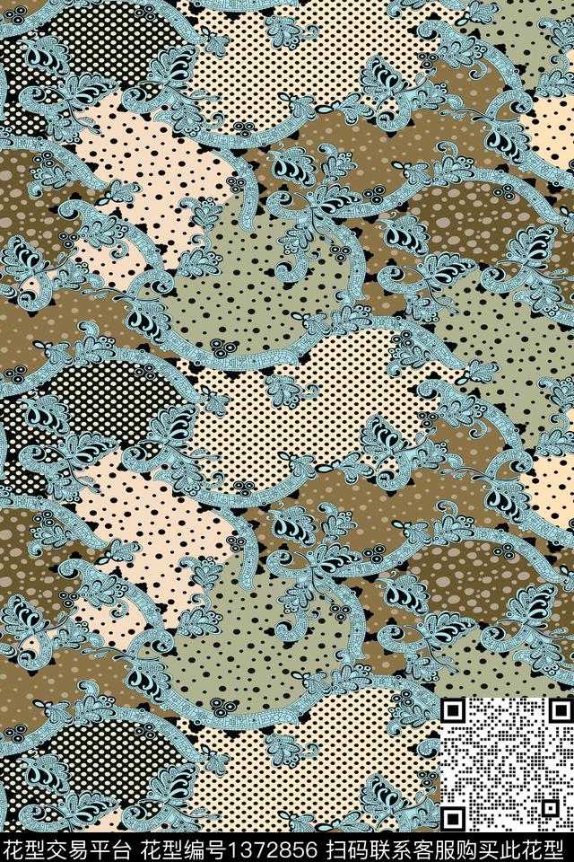 几何女装混合拼接传统印花华亿平台下载（图片编号: 1372856） - 瓦栏（Walan）