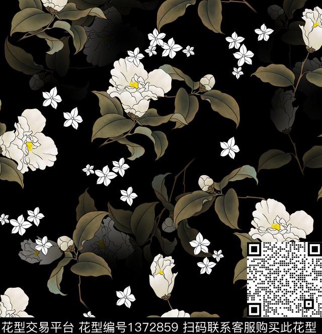 连衣裙女装花卉传统印花华亿平台下载（图片编号: 1372859） - 瓦栏（Walan）