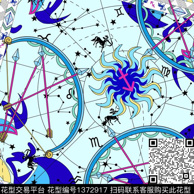 方巾趣味星座数码印花华亿平台下载（图片编号: 1372917） - 瓦栏（Walan）
