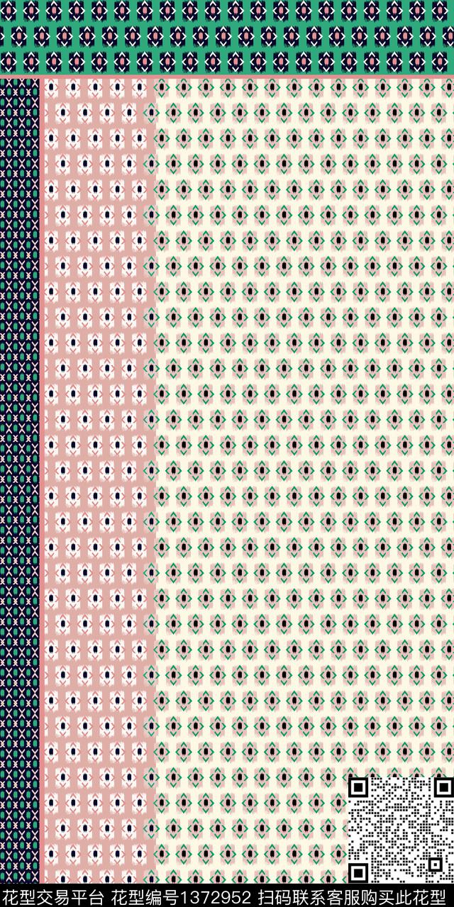 几何格子大牌风数码印花华亿平台下载（图片编号: 1372952） - 瓦栏（Walan）