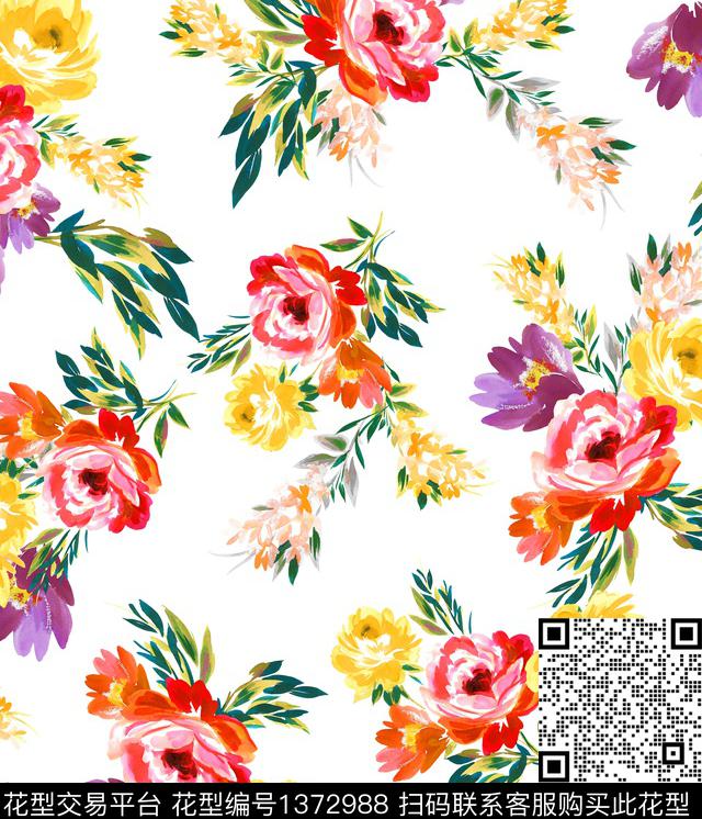女装花卉数码印花华亿平台下载（图片编号: 1372988） - 瓦栏（Walan）