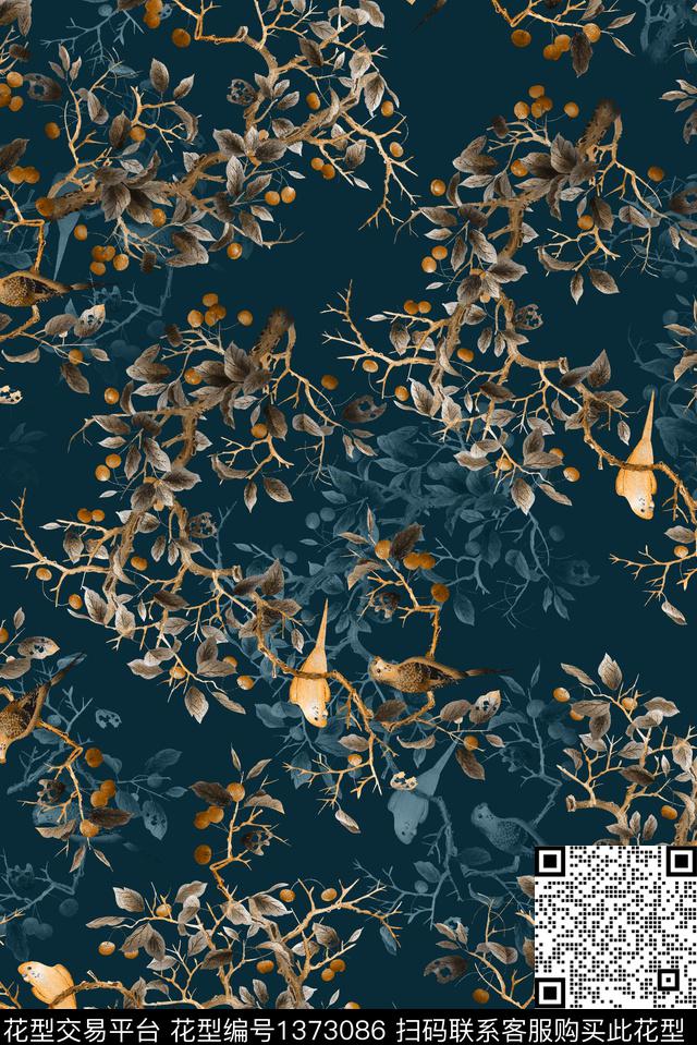 花鸟小碎花中老年数码印花华亿平台下载（图片编号: 1373086） - 瓦栏（Walan）