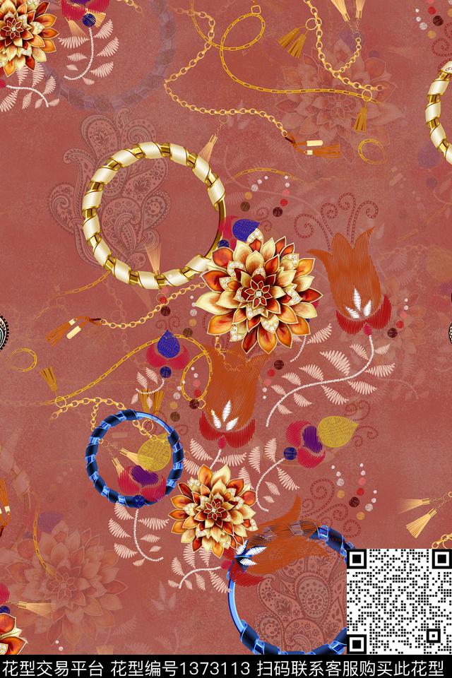 连衣裙女装复古传统印花华亿平台下载（图片编号: 1373113） - 瓦栏（Walan）