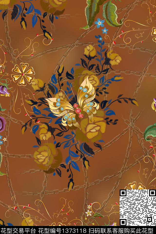 连衣裙女装复古传统印花华亿平台下载（图片编号: 1373118） - 瓦栏（Walan）