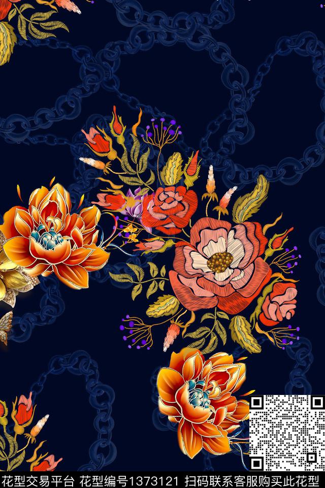 连衣裙大牌风数码印花华亿平台下载（图片编号: 1373121） - 瓦栏（Walan）