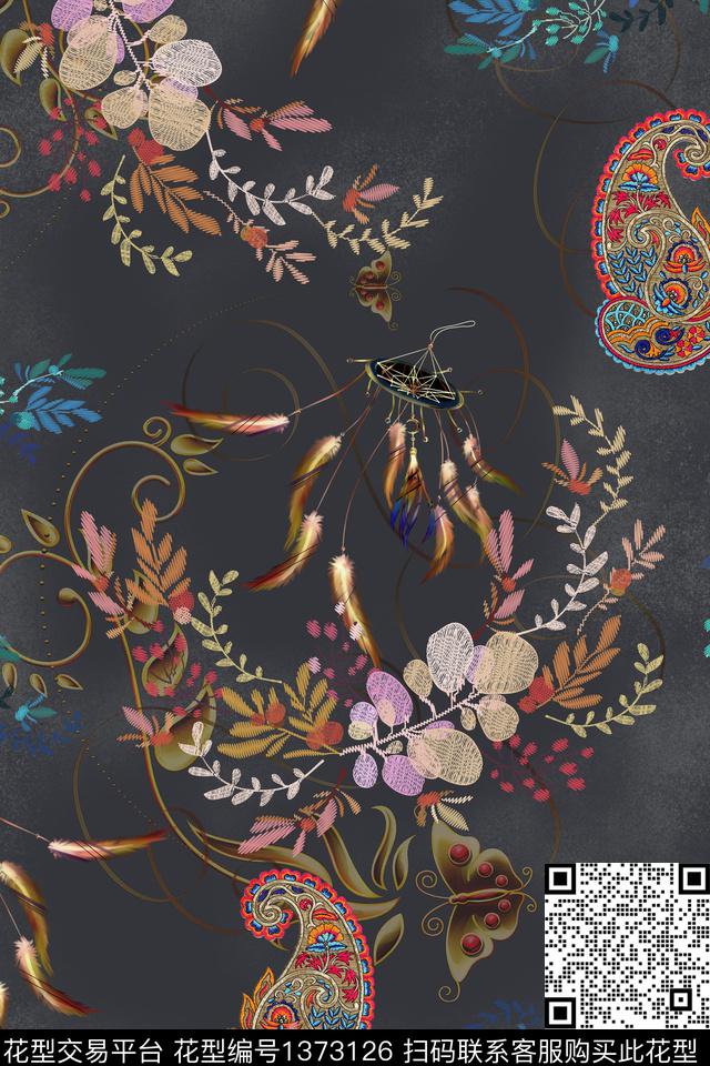 大牌风植物小清新数码印花华亿平台下载（图片编号: 1373126） - 瓦栏（Walan）