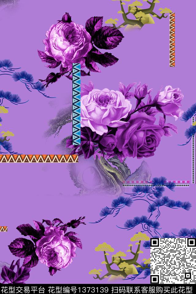 连衣裙花卉数码印花华亿平台下载（图片编号: 1373139） - 瓦栏（Walan）