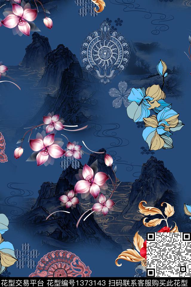 连衣裙女装复古传统印花华亿平台下载（图片编号: 1373143） - 瓦栏（Walan）