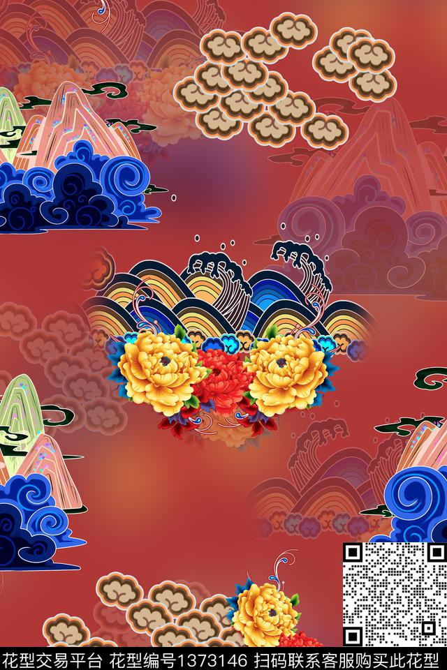 连衣裙女装复古传统印花华亿平台下载（图片编号: 1373146） - 瓦栏（Walan）