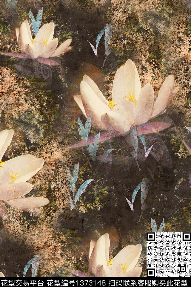 花卉春夏华亿平台旗袍数码印花华亿平台下载（图片编号: 1373148） - 瓦栏（Walan）