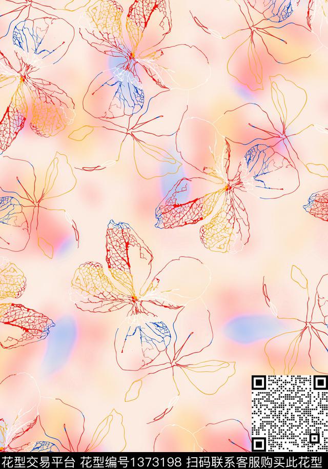 渐变花卉小碎花数码印花华亿平台下载（图片编号: 1373198） - 瓦栏（Walan）