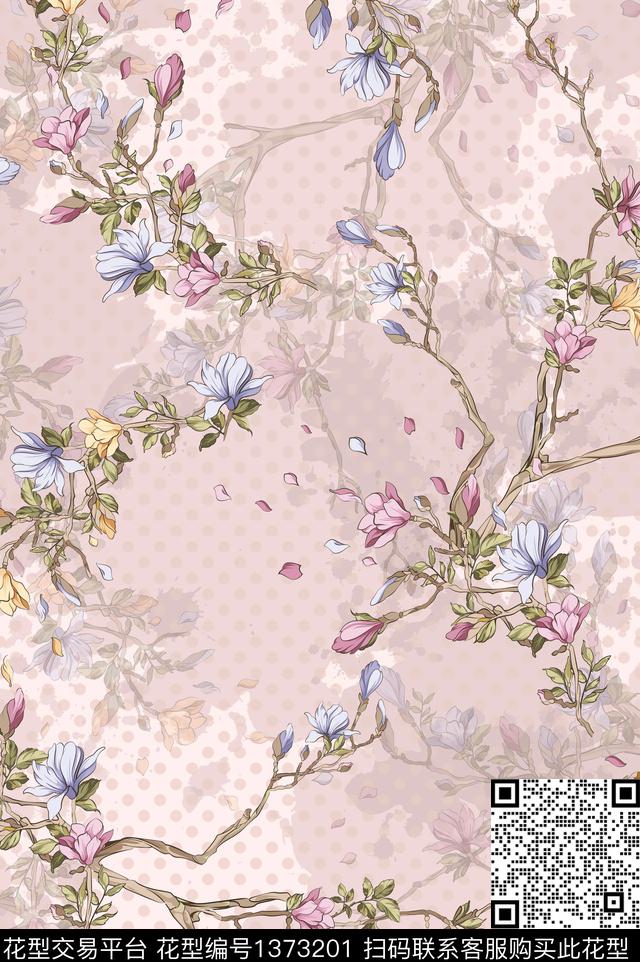 渐变花卉小碎花数码印花华亿平台下载（图片编号: 1373201） - 瓦栏（Walan）