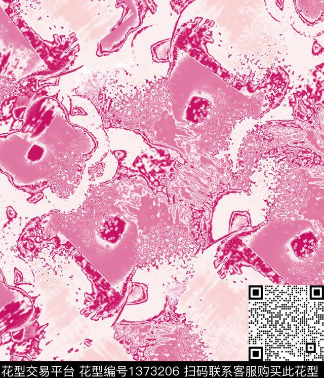 线条几何花卉数码印花华亿平台下载（图片编号: 1373206） - 瓦栏（Walan）